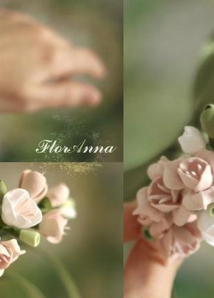 Свадебный браслет для невесты или свидетельницы с цветами "олива"3 фото