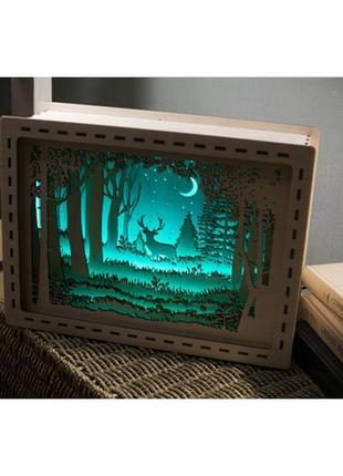 Деревянный ночник "ночной лес"3 фото