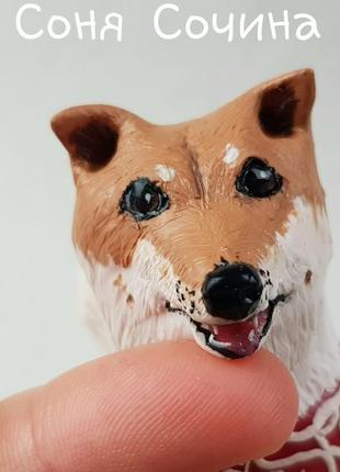 Лайка портретная фигурка статуэтка собака из полимерной глины6 фото