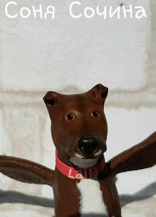 Питбуль пит-бультерьер собака пес портретная фигурка ручной работы6 фото