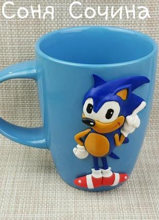 Чашка з декором мультфільму соник гуртка подарунок об'ємна фігурка