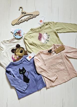 Лонгслів для дівчинки 98-104см, 3-4 роки, реглан дитячий, футболка з довгим рукавом