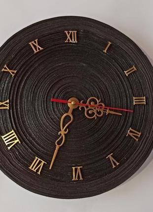 Настенные часы "черный тайфун" из бумаг. черные часы ручная работа. круглые часы9 фото