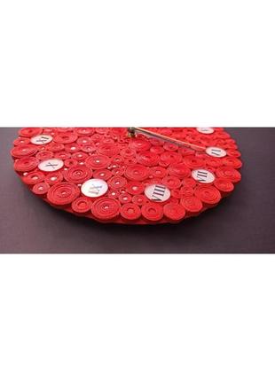 Настінні годинники з паперу та скла. червоні годинник ручної роботи5 фото