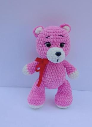 Рожевий плюшевий ведмедик м'яка іграшка на подарунок дітям6 фото