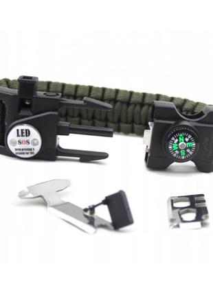 Браслет для виживання jb tacticals 19 в 1 sos paracord олива1 фото