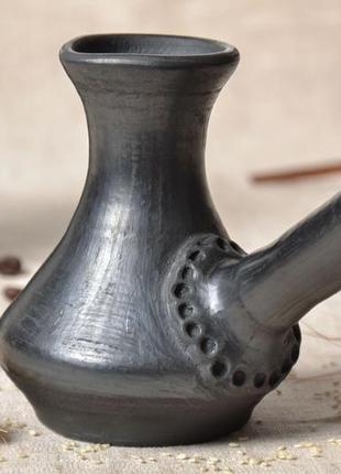 Турка керамічна гончарна чорнодимленна .1 фото