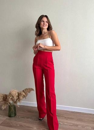 Жіночі класичні брюки червоного кольору 25090 kiriv 42