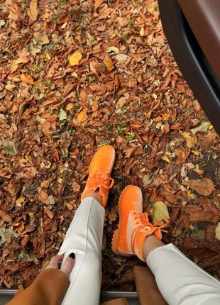 Зимние женские ботинки timberland x off-white оранжевые (тимберленд офф-вайт)4 фото