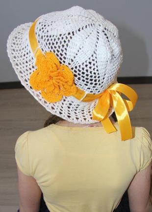 Шляпка летняя для девочки с цветами на лентах, 5 цветов на выбор4 фото