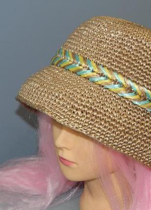 Летняя шляпа из рафии, женская панама1 фото