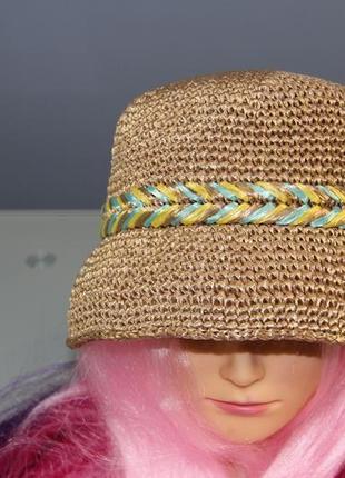 Летняя шляпа из рафии, женская панама4 фото