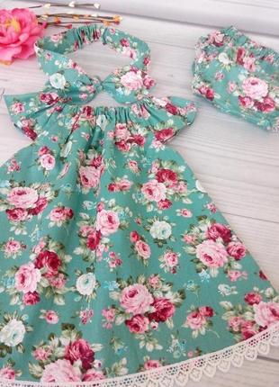 Літнє плаття для дічинки з трусиками та пов"язкою солоха4 фото