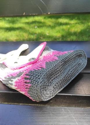 Жіноча в'язана сумка рожева сумочка в'язана сумка-кросбоді4 фото