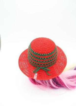 Червоний літній капелюх з бавовни, пляжний капелюх3 фото