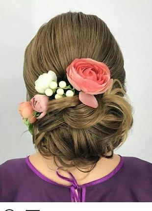 Свадебный веночек заколка веточка с цветами цветы в волосы бутоньерка свадебные украшение для волос4 фото