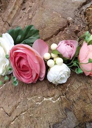 Весільний віночок шпилька гілочка з квітами квіти у волосся бутоньєрка весільні прикраси для волосся2 фото