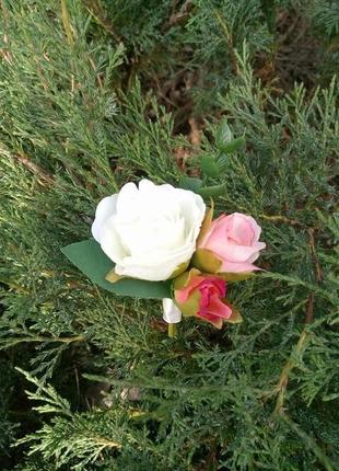 Свадебный набор веночек и бутоньерка с розами венок с розами веночек для фотосессии4 фото