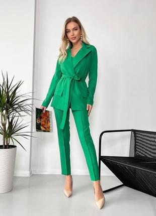 Женский  стильный костюм-тройка зеленого цвета 25780 aa 46/48
