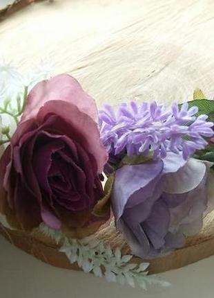 Віночок з лавандою. вінок з трояндами і лавандою. бутоньєрки з лавандою. фіолетовий обідок2 фото