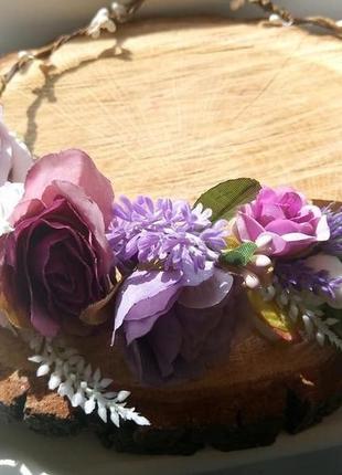 Віночок з лавандою. вінок з трояндами і лавандою. бутоньєрки з лавандою. фіолетовий обідок3 фото