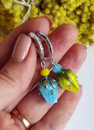 Сережки жовто-блакитні,