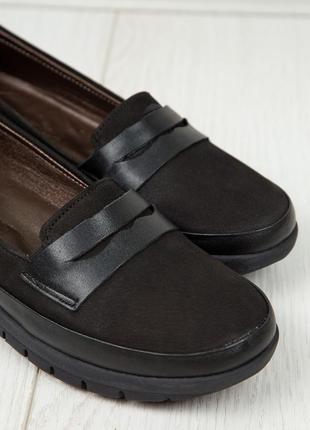 Жіночі туфлі 12735 чорні шкіра замша10 фото