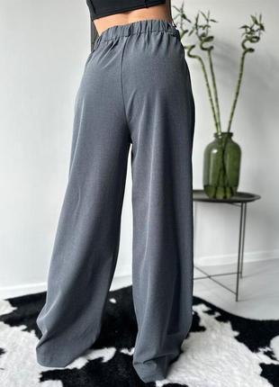 Классические льняные брюки палаццо высокой посадки серый s-3xl4 фото