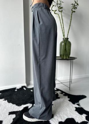 Классические льняные брюки палаццо высокой посадки серый s-3xl2 фото