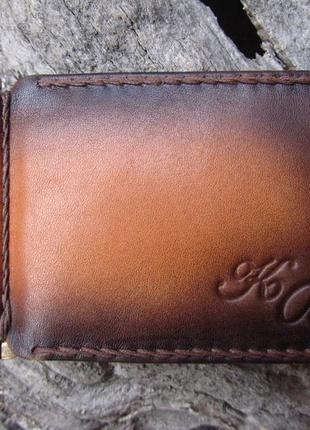 Маленький кожаный кошелек мужской,кошельки для монет и денег,авторский именной кошелек,подарок парню2 фото