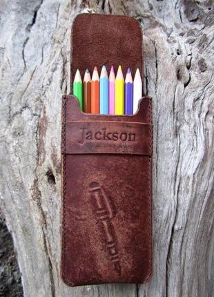 Карандашный органайзер,кожаный чехол для карандашей,подарок учителю,именные подарки,4 фото