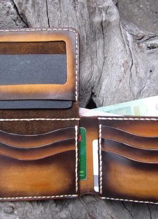 Шкіряний чоловічий гаманець з віконцем для прав,іменний гаманець для чоловіків,подарунок чоловікові