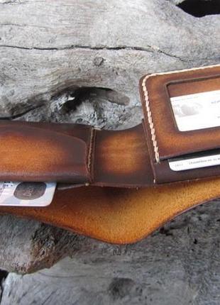 Кожаный мужской кошелек с окошком для прав,именной кошелек для мужчин,двойной кошелек