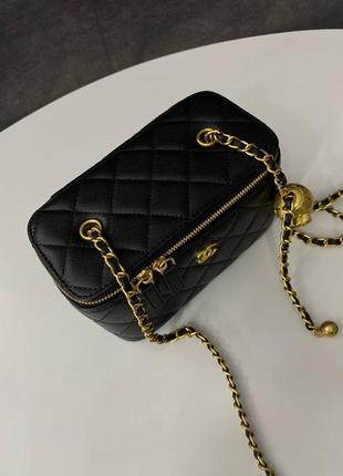 Сумка chanel classic black lambskin pearl crush vanity bag4 фото