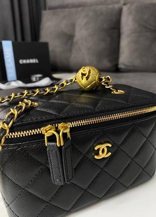 Сумка chanel classic black lambskin pearl crush vanity bag3 фото