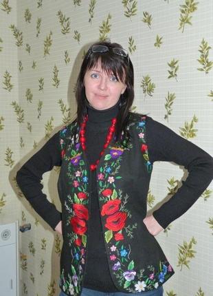Вышитый шелком женский нарядный жилет2 фото