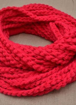 Червоний шарф-снуд з напівшерсті2 фото