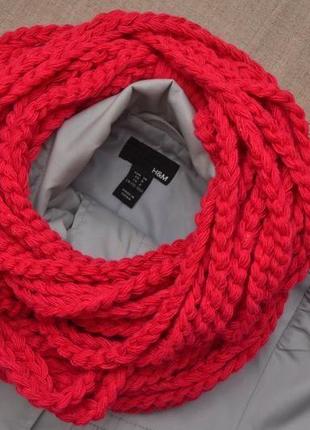 Червоний шарф-снуд з напівшерсті1 фото