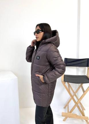 Женская теплая зимняя куртка шоколадного цвета 25513 n 46/483 фото