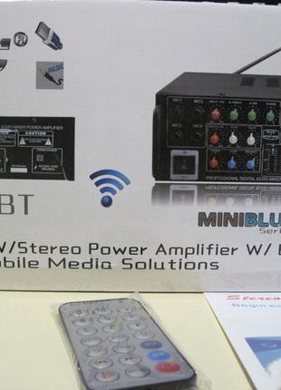 Усилитель звука 326amp-bt с bluetooth, интегральный, karaoke на 4 микрофона, usb, sd кардридер и fm-тюннер.10 фото