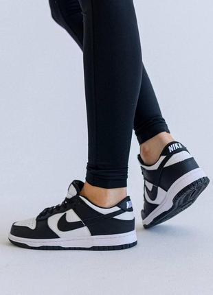 Жіночі шкіряні кросівки nike sb dunk low retro black white, кеди жіночі найк чорні. жіноче взуття