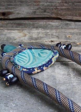 Шелковое ожерелье с керамикою6 фото
