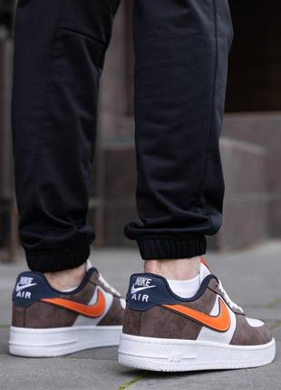 Мужские кроссовки nike air force brown white orange5 фото