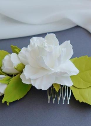 Свадебное украшение в прическу с розами3 фото