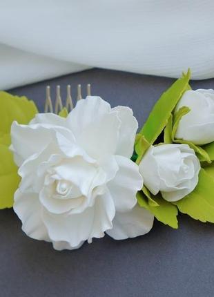Свадебное украшение в прическу с розами4 фото