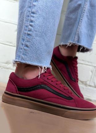 Sale марсала бордо черные полоски кеды кроссовки вансы vans old school классические базовые2 фото