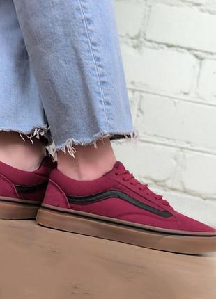 Sale марсала бордо черные полоски кеды кроссовки вансы vans old school классические базовые