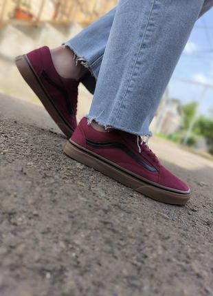 Sale марсала бордо черные полоски кеды кроссовки вансы vans old school классические базовые9 фото