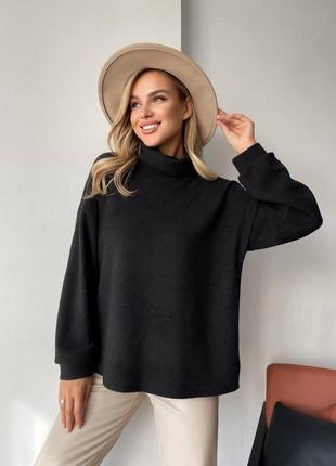 Мягкий женский свитер из ангоры черного цвета 25556 аа 46/482 фото
