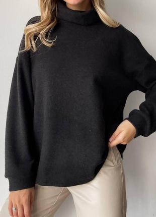 Мягкий женский свитер из ангоры черного цвета 25556 аа 46/486 фото